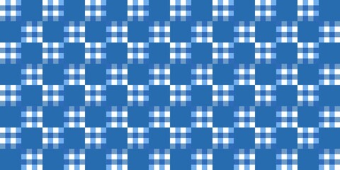 blue abstract background. This seamless pattern features a vibrant blue and white checkered design with a modern, interlocking, or wavy geometric twist. Perfect for backgrounds.