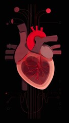 human heart with blood cells