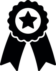 Award Ribbon Icon Simple Black and White Graphic Design