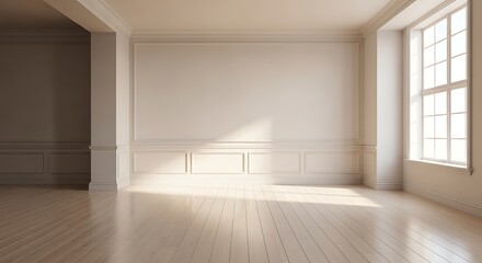 Obraz premium Sunlit spacious room with classic design, perfect for staging homes