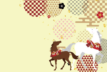 午　年賀状　干支　背景