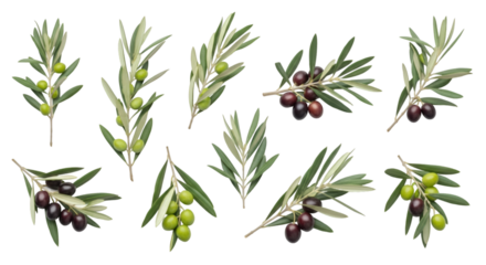 Olive Branches with Green and Black Olives