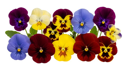 Pansy Flowers Colorful Group Isolated