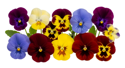 Pansy Flowers Colorful Group Isolated