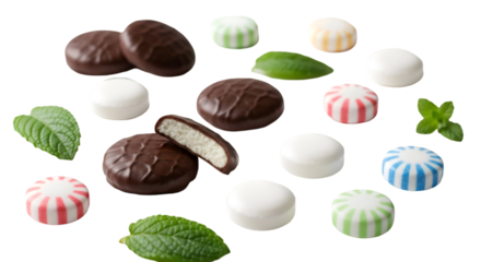Mint Candy Assortment with Chocolate and Fresh Mint
