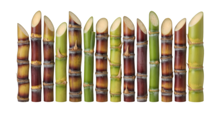 Fresh Sugar Cane Pieces on White Background