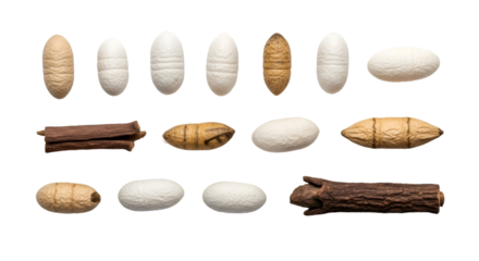 Silk Cocoons on White Background