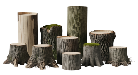 Tree Stump Collection White Background