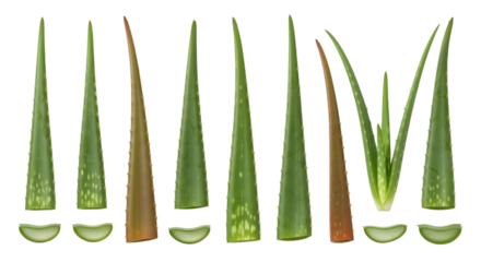 Aloe Vera Plant Leaves and Slices