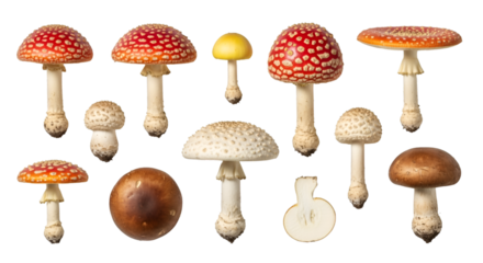 Amanita Mushroom Variety Isolated