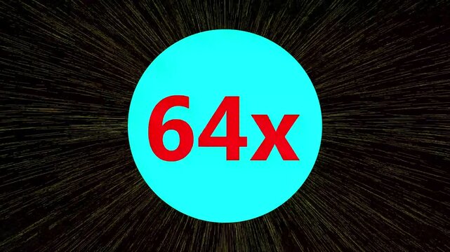 Acceleration animation showing digital increase of sixty four times speed fast