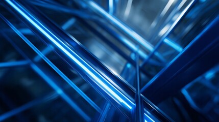 Intersecting glowing blue lines form an abstract digital structure