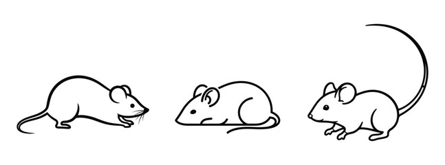 Cute mice set Illustration of three cartoon mice in different poses and angles