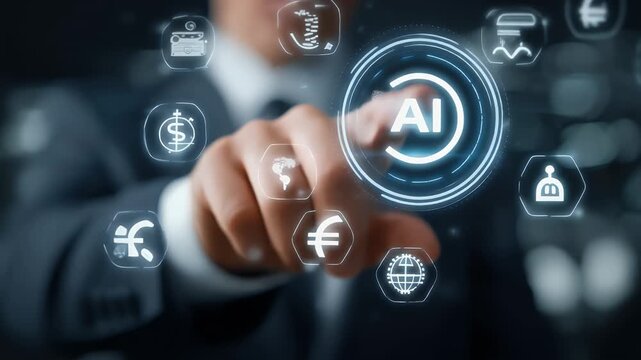 Modern digital business transformation with interactive touch screen interface, providing seamless, innovative financial technology services