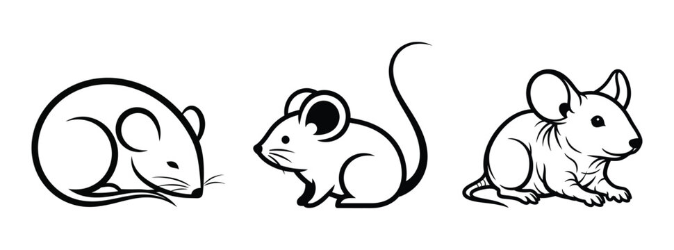Collection of stylized mouse icons in a minimalist line art design