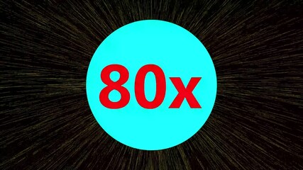 Cyan circle with red 80x magnification on black background digital animation footage