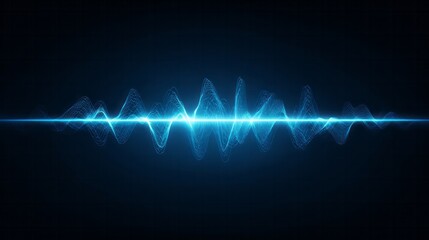Dynamic digital sound wave visualization pulses across a dark background with bright blue illumination