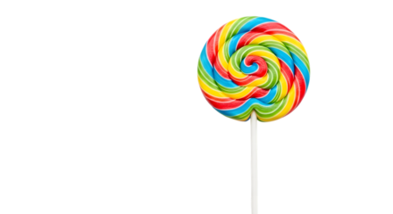 Colorful spiral lollipop candy isolated on transparent background