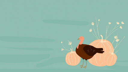 Fototapeta premium Thanksgiving Warm Moments Series — Warm Autumn Turkey Symbol Minimal Artwork