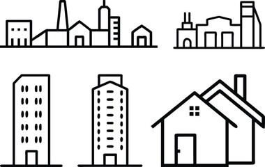 Fototapeta premium Real Estate Line Icons Set Property, Building, House, Apartment, Construction & Location Vector Pack