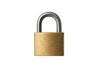 Brass padlock securing privacy and protection concept