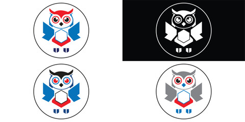 Geometric Owl Mascot Logo