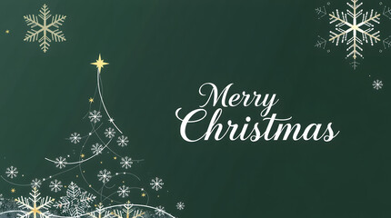 Beautiful Merry Christmas greeting card with a stylized Christmas tree and snowflakes