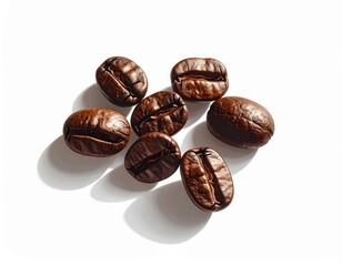 Fresh Arabica Coffee Beans Displayed on Clean White Background