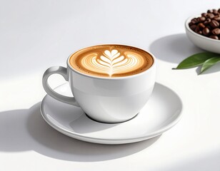 Fototapeta premium Classic Cappuccino With Smooth Foam In Clean White Background