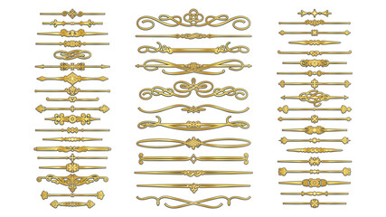 Medieval Golden frames set Vintage vector set of gold ornate decorative calligraphic scroll elements, borders, and dividers for elegant design