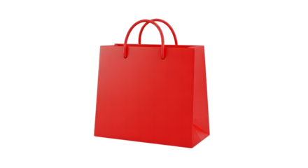 Red shopping bag isolated on transparent background