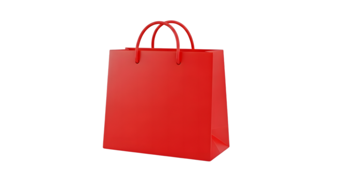 Red shopping bag isolated on transparent background