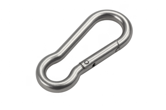 Metal carabiner hook with snap closing mechanism