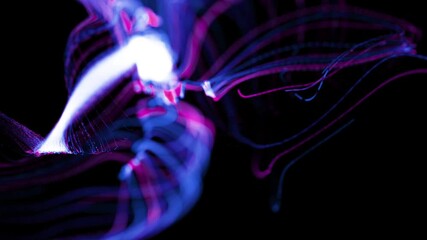 Dynamic light trails dance across the dark backdrop creating a modern abstract design with vibrant pink and blue hues for striking visuals - Powered by Adobe