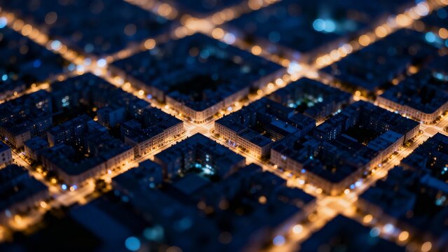 City Night Grid — Aerial Light Pattern - Powered by Adobe