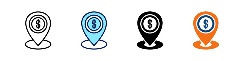Location All In One Icon Multi Styles Vector Set