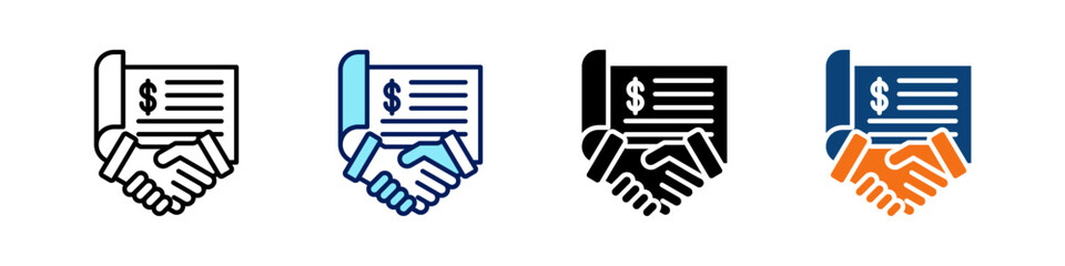 Partnership All In One Icon Multi Styles Vector Set