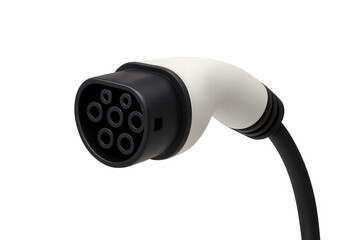 Ev charging plug connecting to electric car power