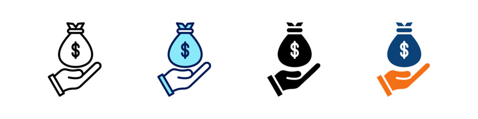 Money Bag All In One Icon Multi Styles Vector Set
