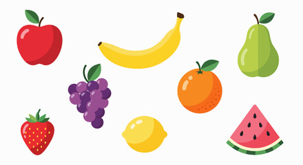 Fresh set of assorted fruits and berries vector illustration