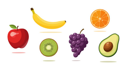 Fresh set of assorted fruits and berries in a healthy isolated collection