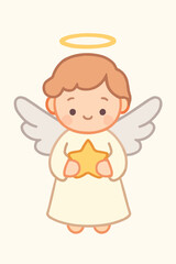 Christmas Angel Flat Vector Character