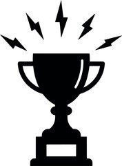 Celebration Trophy with Lightning Bolts in Black and White