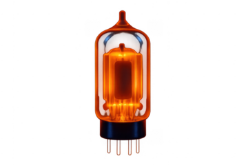 Glowing vacuum tube retro electronics technology transparent background