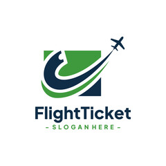 Flight ticket logo design template. Concept of holiday, tourism, trip, exploration, etc.