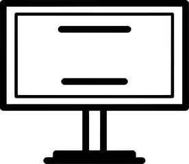 Minimalist Computer Monitor Icon in Black and White on White Background