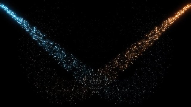 particle crossover animation, glowing light trails, sparkling energy effect, abstract particle motion, magical reveal transition