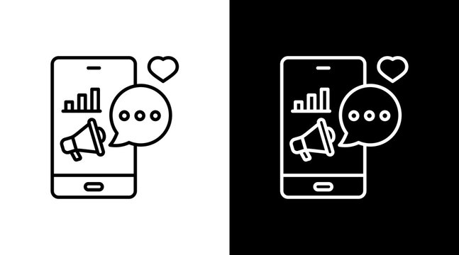 Social Media Marketing White Icon Set Design