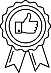 Illustration of Award Badge with Thumbs Up Symbol in Simple Line Style