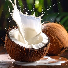 Coconut Milk Splash - A Tropical Delight in Motion.